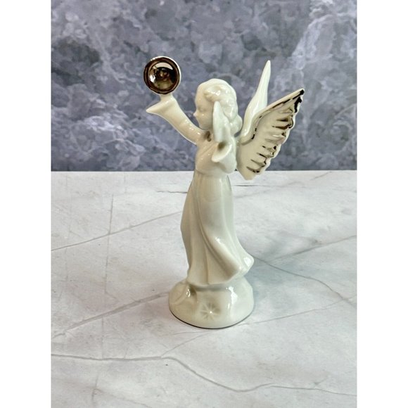 Vintage Dresden Germany Porcelain Angel Musician Platinum Trim Figurine 5" - Picture 5 of 6